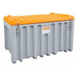 Transport- und Pritschenbox CEMO CEMbox 400, Polyethylen, 400 l, L 1200 x B 810 x H 750 mm, stapelbar, kranbar, grau/orange