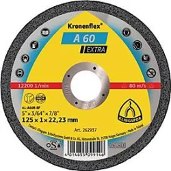 Trennscheibe A 60 Extra D125x1mm ger.INOX Bohr.22,23mm KLINGSPOR, 25 Stück