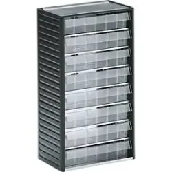 Treston Kleinteilemagazin 556-3, inklusive 8 glasklaren Schubladen L-06, BxTxH 310x180x550 mm