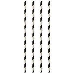 Trinkhalme Papstar Stripes, Einweg, L 290 x Ø 6 mm, aus FSC®-zertifiziertem Papier, schwarz-weiss, 100 Stück