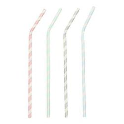 Trinkhalme Papstar Stripes, Einweg, L 220 x Ø 6 mm, flexibel bieg- & knickbar, aus FSC®-zertifiziertem Papier, farbsortiert, 100 Stück