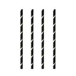 Trinkhalme Papstar Stripes, für Shakes, Einweg, L 200 x Ø 8 mm, aus FSC®-zertifiziertem Papier, schwarz-weiss, 100 Stück