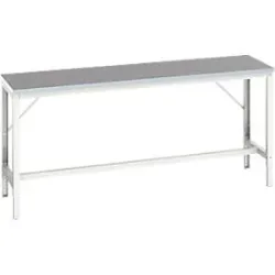 Unterbauwerkbank Bott verso, Linoleum-Platte, 2 Schubladen, 1 Tür, 1 Ablageboden, B 2000 x T 600 x H 930 mm, Lichtgrau / Enzianblau
