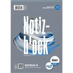 Ursus Style Notizblock DIN A4 Liniert Geheftet Papier Grau Perforiert 100 Seiten
