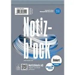 Ursus Style Notizblock DIN A6 Liniert Geheftet Papier Grau Perforiert 100 Seiten