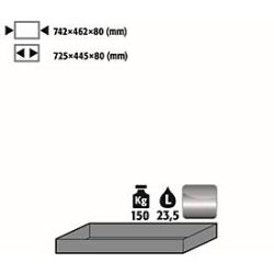 Wannenboden Standard für asecos Sicherheitsschränke der Q30, Q90 und S90 Serie, Edelstahl 1.4301, B 742 x T 507 x H 83 mm, 22 l, bis 150 kg
