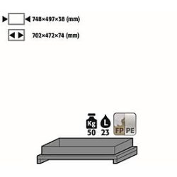 Wannenboden Standard für asecos Sicherheitsschränke der Q30, Q90 und S90 Serie, Polypropylen, grau, B 749 x T 505 x H 107 mm, 22 l, bis 50 kg