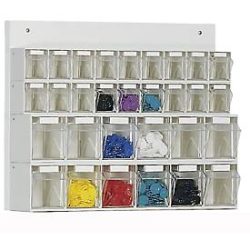 Wand-Kleinteilelager MultiStore, 30 Lagerboxen, Volumen 5,2 l, B 600 x T 108 x H 410 mm, Holzplatte & Polystyrol