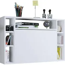 Wandschreibtisch Wandila, ideal für das Home Office, ausklappbare Tischplatte & 7 Fächer, B 900 x T 200/670 x H 600 mm, Holz, weiss