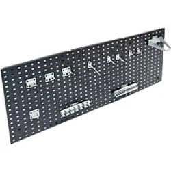 Werkzeughalter Set ADB, 12-teilig, für Lochwände mit 4-Kantlochung 10 x 10 mm & Lochabstand 38 mm, Stahl pulverbeschichtet, weissaluminium RAL 9006