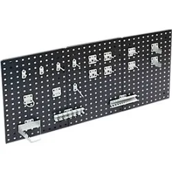 Werkzeughalter Set ADB, 18-teilig, für Lochwände mit 4-Kantlochung 10 x 10 mm & Lochabstand 38 mm, Stahl pulverbeschichtet, weissaluminium RAL 9006