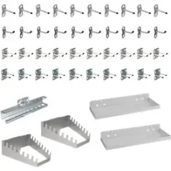Werkzeughalter Set ADB, 45-teilig, für Lochwände mit 4-Kantlochung & 10 x 10 mm Lochabstand, Stahl, pulverbeschichtet, weissaluminium RAL 9006