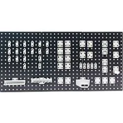 Werkzeughalter Set ADB, 50-teilig, für Lochwände mit 4-Kantlochung 10 x 10 mm & Lochabstand 38 mm, Stahl pulverbeschichtet, weissaluminium RAL 9006
