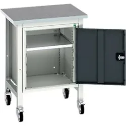 Werkbank Bott verso, Linoleum-Platte, 1 Tür & 1 Ablageboden, B 700 x T 600 x H 930 mm, Lichtgrau / Anthrazitgrau