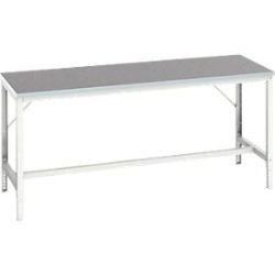 Werkbank Bott verso, Linoleum-Platte, mit Querstrebenset, B 2000 x T 800 x H 780 - 930 mm, RAL 7035 Lichtgrau