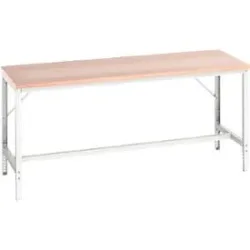 Werkbank Bott verso, Multiplex-Platte, mit Querstrebenset, B 700 x T 600x H 780 - 930 mm, RAL 7035 Lichtgrau