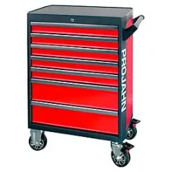 Werkstattwagen PROJAHN GALAXY, Stahlblech, 7 Schubladen, bis 450 kg, abschliessbar, Rot/Anthrazit