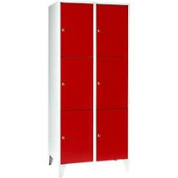Wertfachschrank 400 mm, 2 Abteile, 6 Fächer, Sicherheitszylinderschloss, Fuss, feuerrot