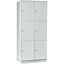 Wertfachschrank 400 mm, 2 Abteile, 6 Fächer, Sicherheitszylinderschloss, Sockel, lichtgrau