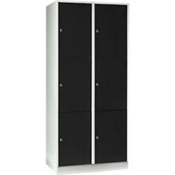 Wertfachschrank 400 mm, 2 Abteile, 6 Fächer, Sicherheitszylinderschloss, Sockel, tiefschwarz