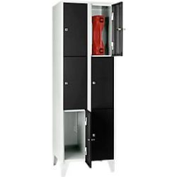 Wertfachschrank 300 mm, 2 Abteile, 6 Fächer, Sicherheitszylinderschloss, Fuss, tiefschwarz
