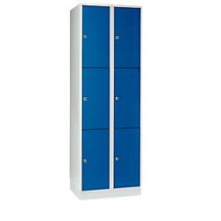 Wertfachschrank 300 mm, 2 Abteile, 6 Fächer, Sicherheitszylinderschloss, Sockel, enzianblau