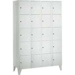Wertfachschrank 300 mm, 4 Abteile, 20 Fächer, Sicherheitszylinderschloss, Fuss, lichtgrau