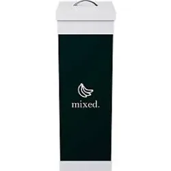 Wertstoffsammler Paperflow, Volumen 60 l, für Restmüll, mit abnehmbarem Deckel & Piktogramm, erweiterbar, L 363 x B 263 x H 760 mm, Polystyrol, schwarz-weiss