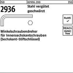 Winkelschraubendreher ISO 2936 Innen-6kt SW 0,9 Stahl vergütet geschw. 10St