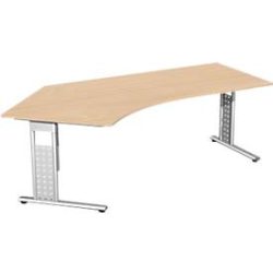 Winkelschreibtisch 135° ALICANTE, C-Fuss, Ansatz links, B 2166 x T 800 x H 680-820 mm, Buche-Dekor