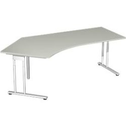 Winkelschreibtisch 135° PALENQUE, C-Fuss, Winkel links, B 2165 x T 800/1130 x H 720 mm, lichtgrau