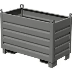 Bauer Sammelbehälter-System SBS 500, L 600 x B 1200 x H 850 mm, bis zu 3-fach stapelbar, lackiert, mit Transportwagen, mausgrau RAL 7005