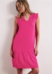Knielanges Kleid mit Shiffley