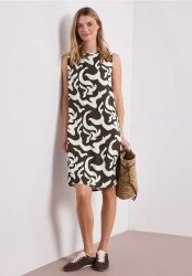 Knielanges Kleid mit Rundhals und Print