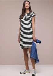 Knielanges Kleid aus Jersey mit Streifen