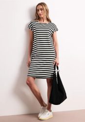 Knielanges Kleid aus Jersey mit Streifen