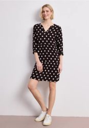 Knielanges Kleid mit Split Neck und Print