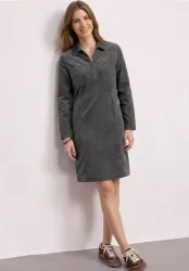 Knielanges Kleid aus Cord mit Zipper