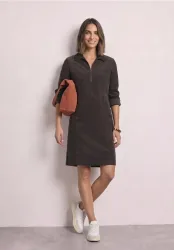 Knielanges Kleid aus Cord mit Zipper