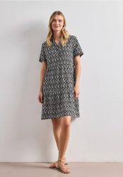 Knielanges Kleid mit Kurzarm und Print