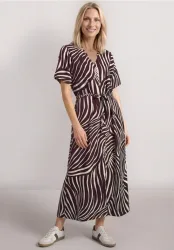 STREET ONE Druckkleid Ohne Taschen Sommerkleid mit V-Neck und Allover-Print