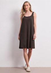 Knielanges Kleid mit gerafften Trägern