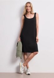 Knielanges Kleid mit gerafften Trägern