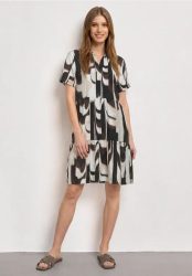 Knielanges Kleid mit Kurzarm und Print