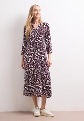 Midikleid mit Split Neck und Print