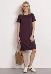 Knielanges Jerseykleid mit Rundhals