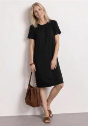 Knielanges Jerseykleid mit Rundhals
