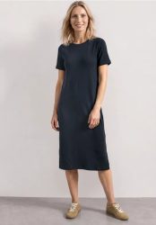 Midikleid in Rippstruktur mit Rundhals