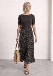 Midikleid mit Plisséerock und Print