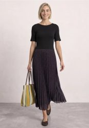 Midikleid mit Plisséerock und Print
